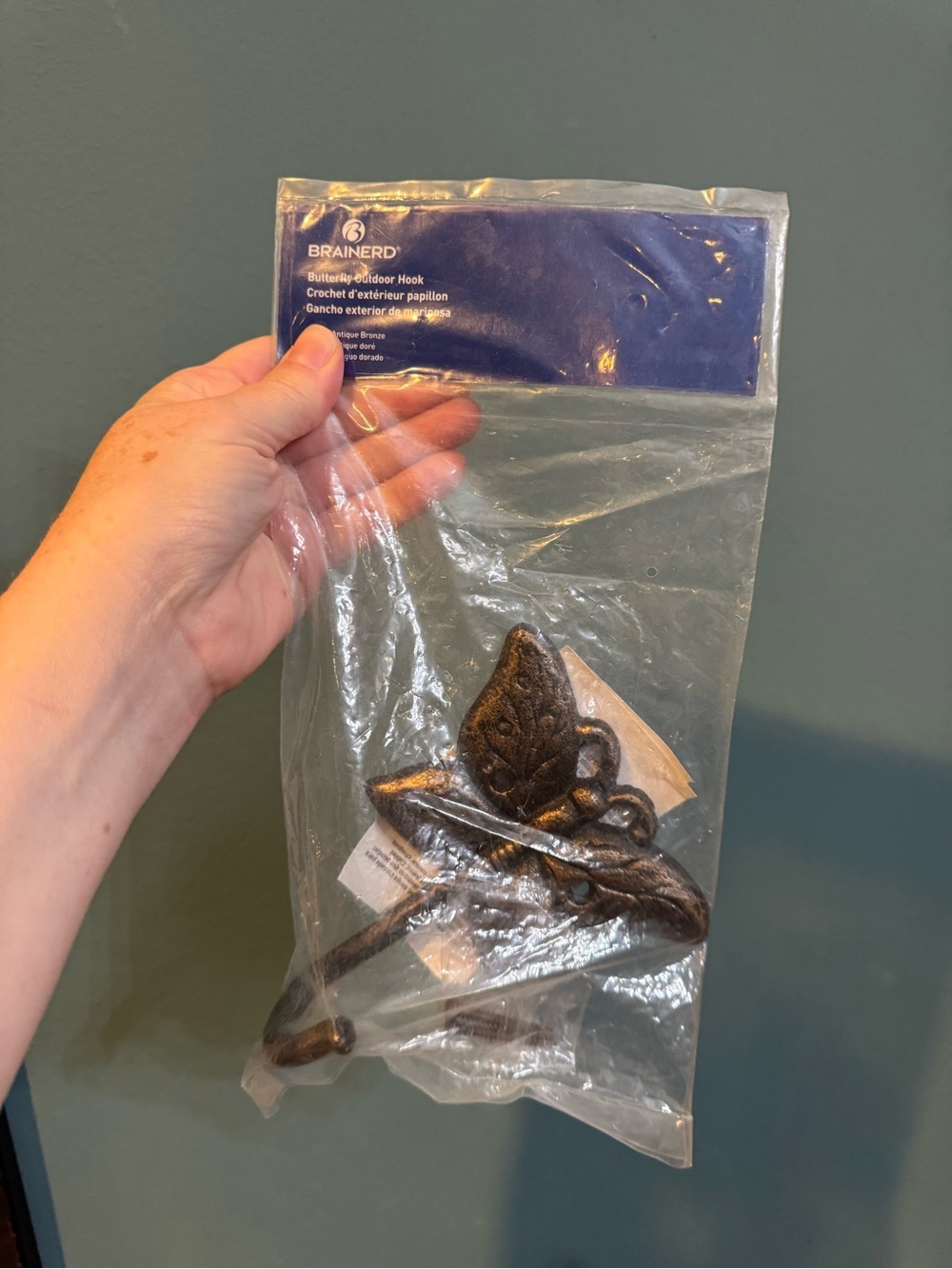 Brainerd metal outdoor hook - Golden Antique Bronze Butterfly - New in package